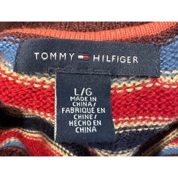 Tommy Hilfiger Fair Isle Wool Alpaca Striped Knit Dress Women’s Size Large Boho - Picture 7 of 8